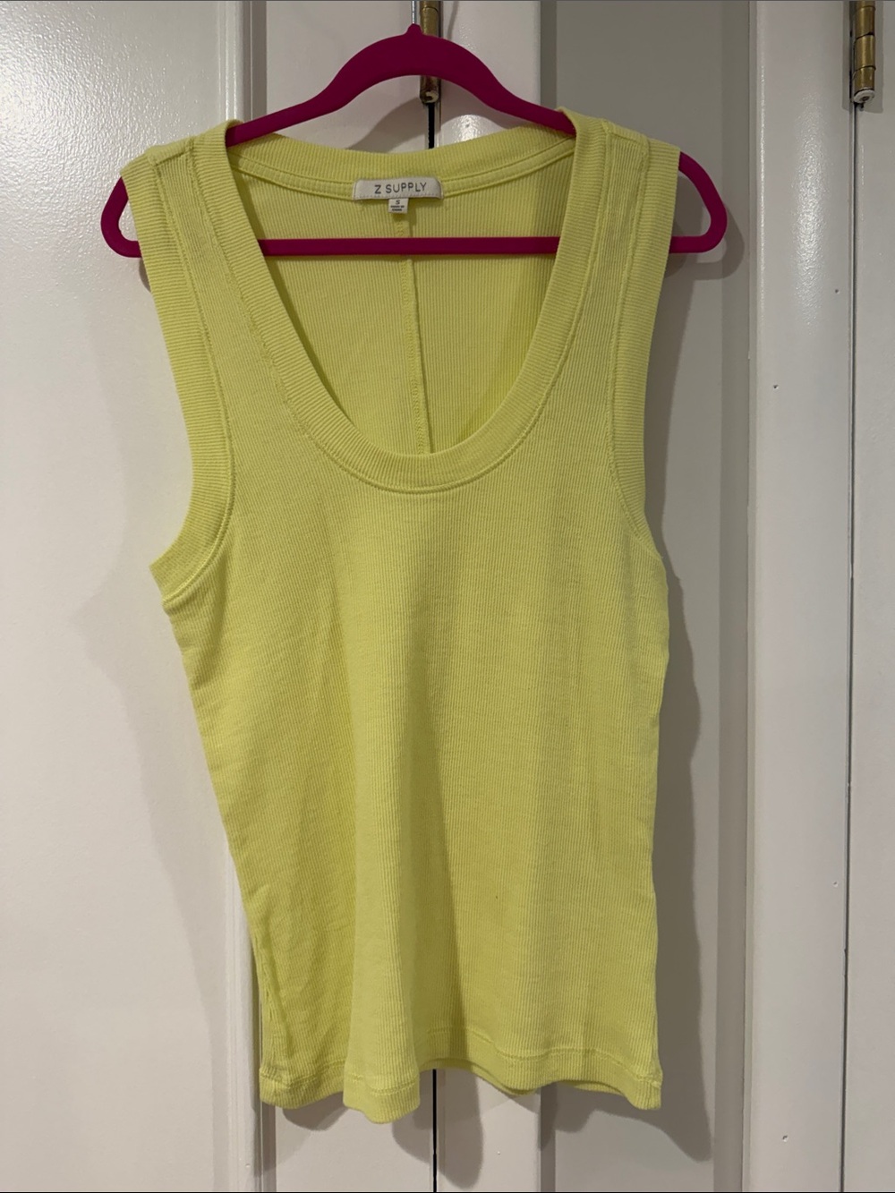 Z Supply Neon Lime Ribbed Scoop Tank